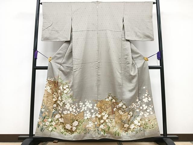 平和屋着物□豪華黒留袖 駒刺繍 休み鳥枝花文 暈し