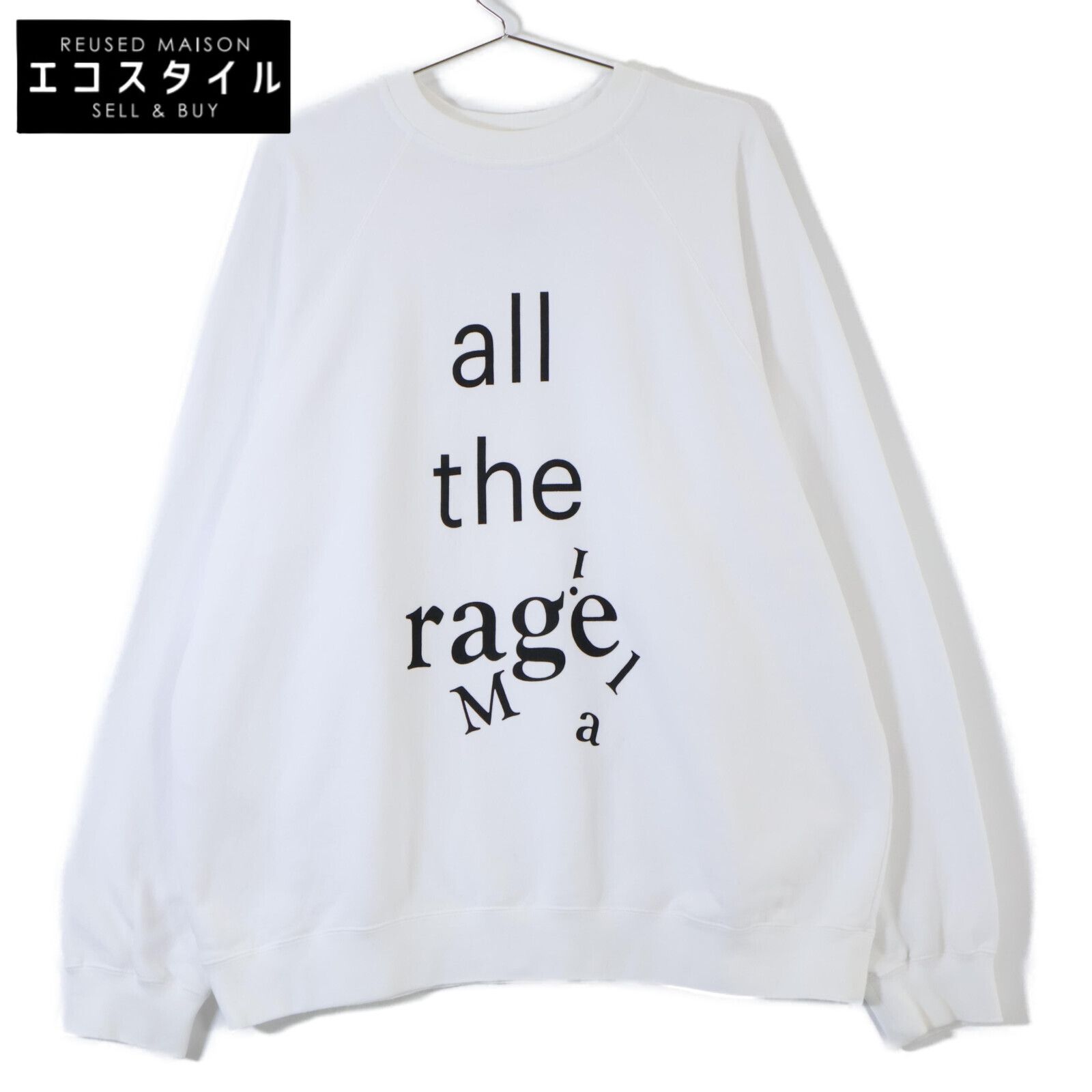 Maison Margiela メゾンマルジェラ S51GU0092 ホワイト ラグランスリーブ ロゴスウェット S