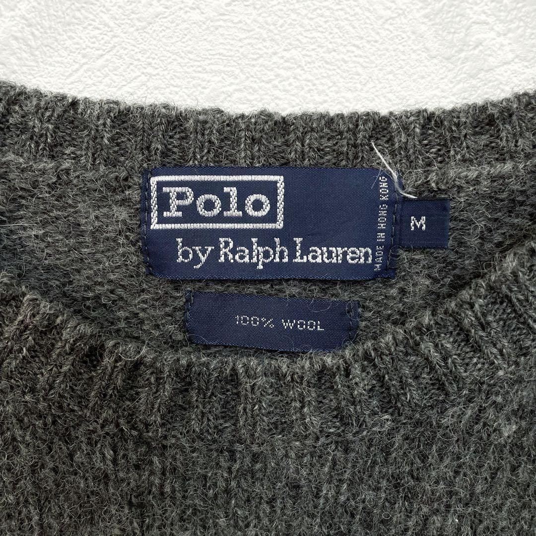ポロラルフローレン クルーネック ミックスグレー ロゴ刺繍 ニット