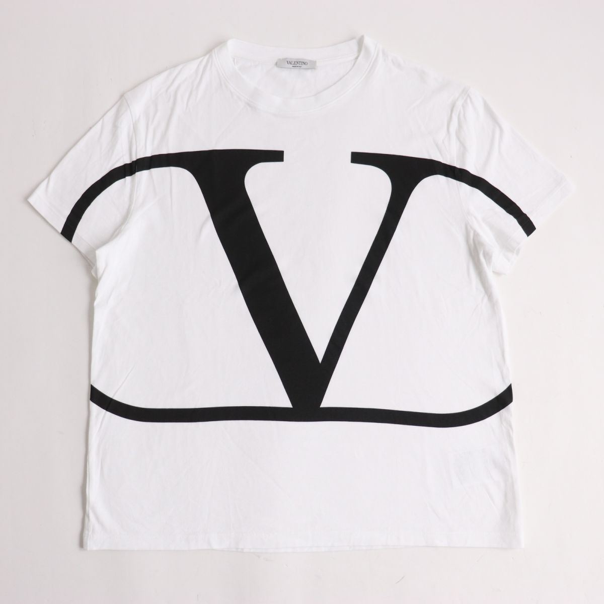 美品□VALENTINO/ヴァレンティノ VLTNロゴプリント コットン100％ クルーネック 半袖Tシャツ/カットソー ホワイト XS イタリア製 正規品62cm肩幅