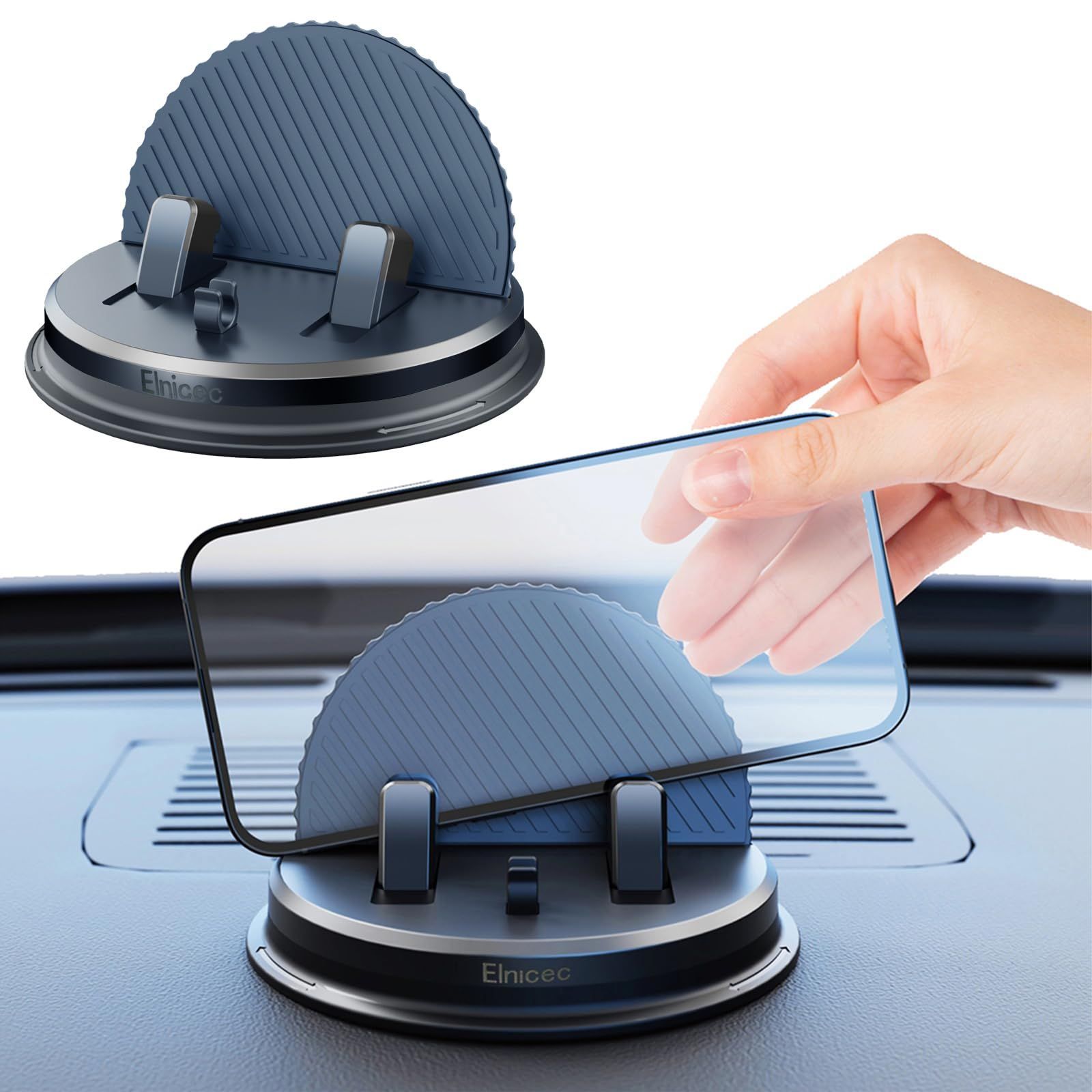 まもなく終了 ホルダー 車 シリコン製 滑り止め 360度回転 置くだけ 片手操作 安定性拔群 車載 2025新登場 取り付け簡単 転落防止 防振 スマホホルダー 互換性が高い カー用品 ダッシュボード デスクにも適用 Elnicec 4-7インチ全機種対