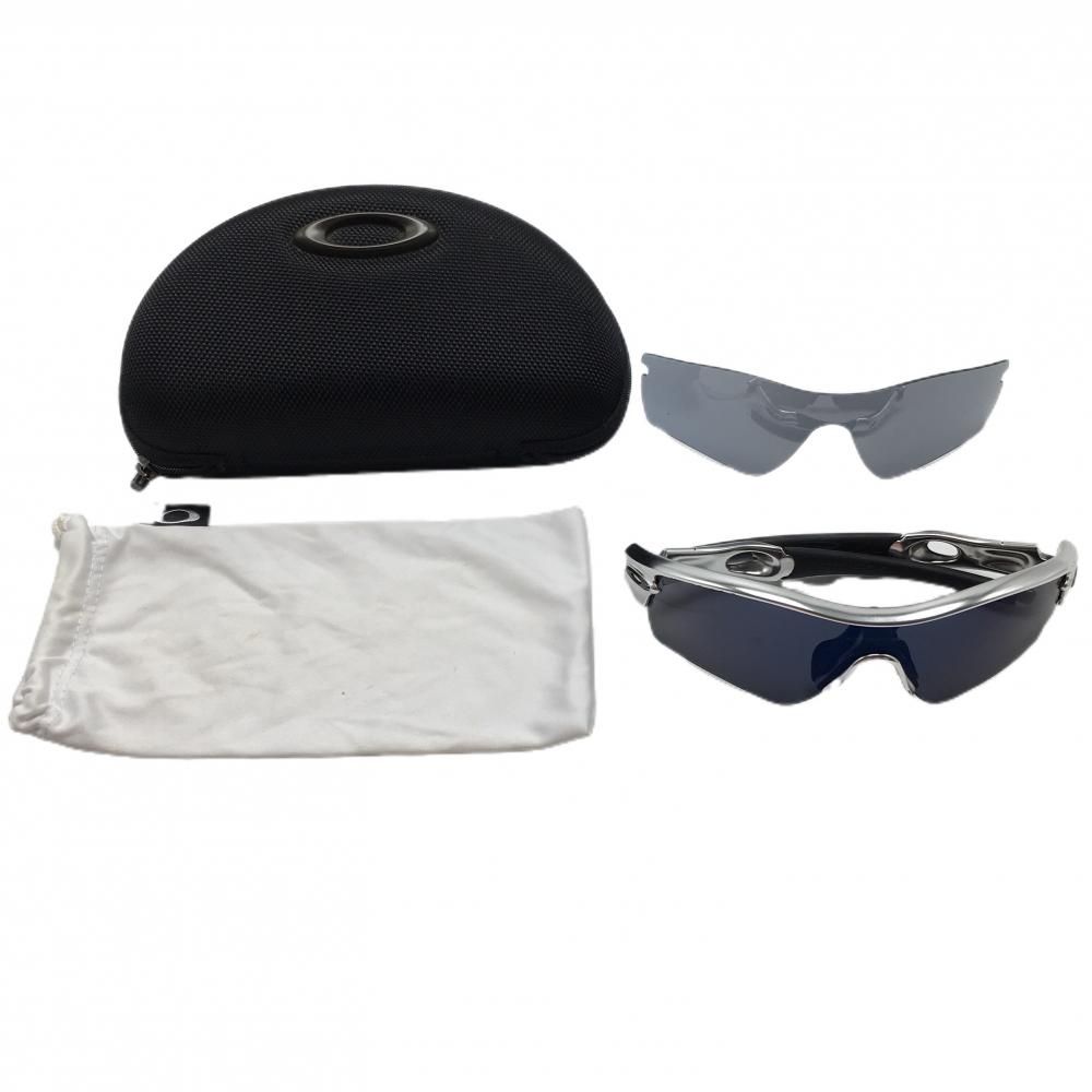 オークリー スポーツサングラス 黒×シルバー 09-714J 136 替えレンズ付き 収納ケース付き ゴルフ Oakley
