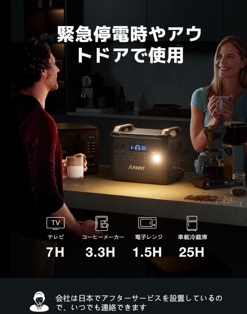 AFERIY 2001A ポータブル電源 大容量 2000W 1997Wh - メルカリ