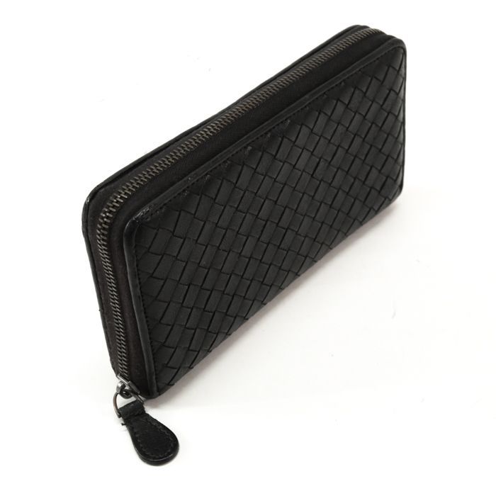 【極美品】ボッテガ　イントレチャート　長財布　ブラック　黒　カーフレザー BOTTEGA VENETA ボッテガヴェネタ イントレチャート 長財布