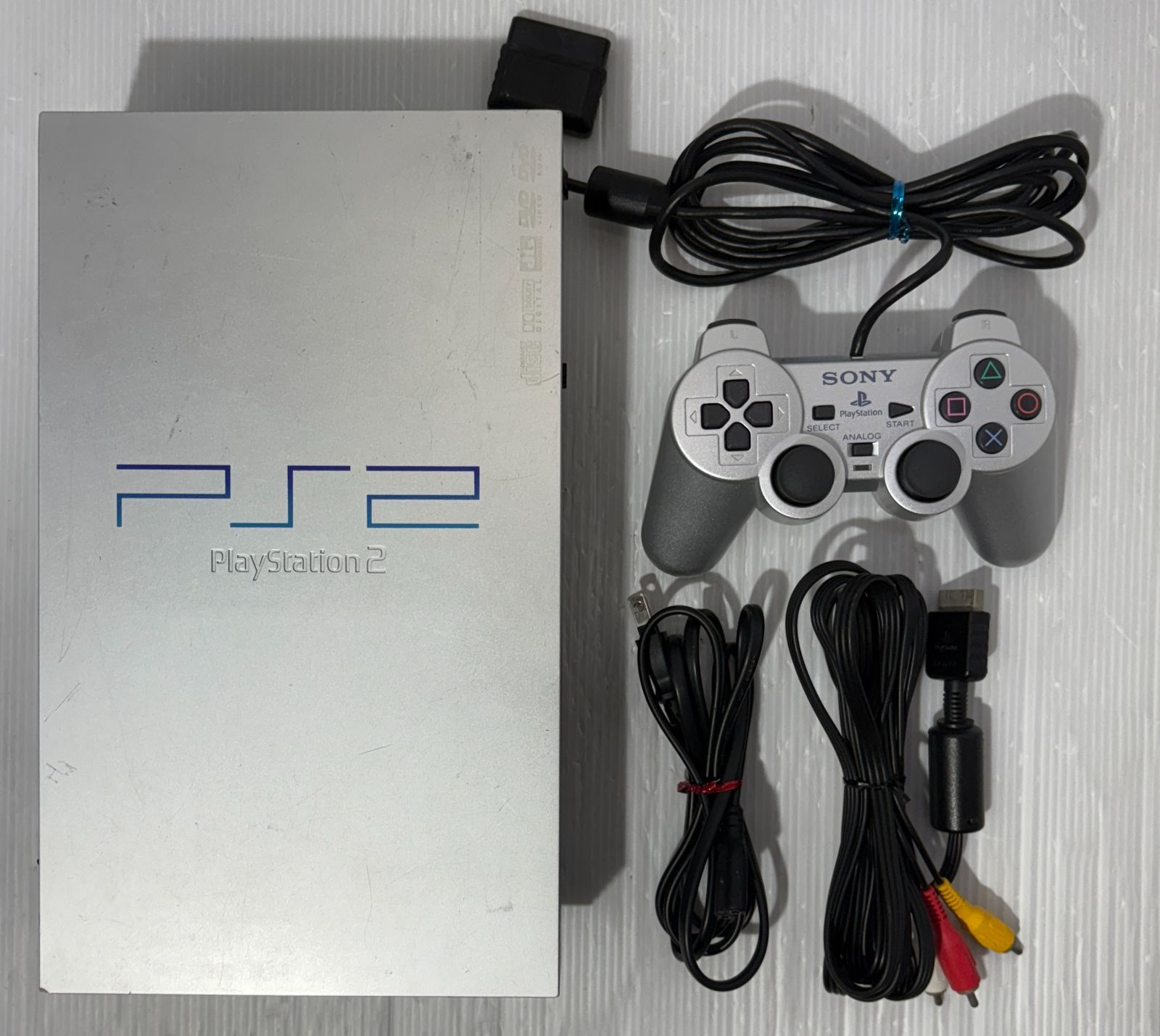 動作 済み SONY PS2 SCPH-50000 サテンシルバー コントローラー＆ケーブル付き
