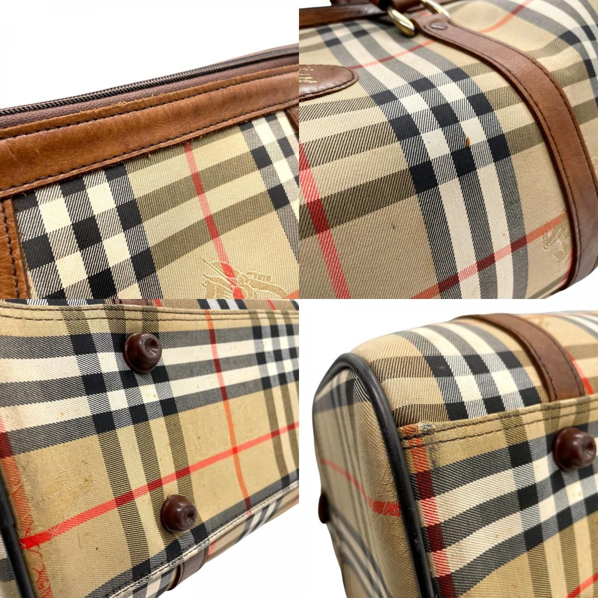 極美品　バーバリー　ボストンバッグ　チェック　ホースロゴ　ゴールド金具　玉虫色 美品 BURBERRY バーバリー ボストンバッグ ノバチェック