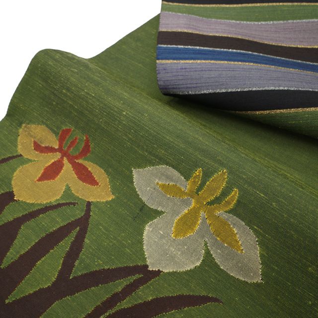 平和屋本店□極上 太鼓柄袋帯 手刺繍 犬 ウエスタンホワイトテリア