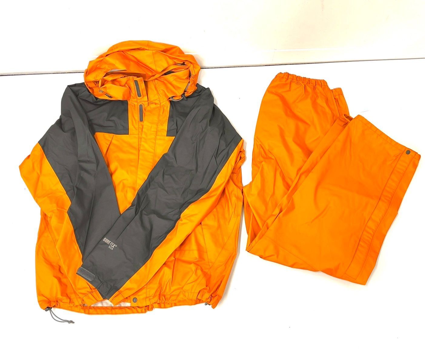 TK198 THE NORTH FACE ノースフェイス GORE-TEX 上下 セットアップ レインウェア ジャケット/パンツ オレンジxブラック  Lサイズ レディース