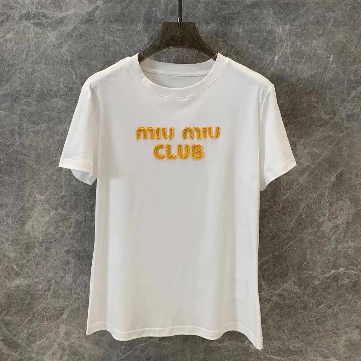 ミュウミュウ MIUMIU ロゴ 半袖Tシャツ ホワイト