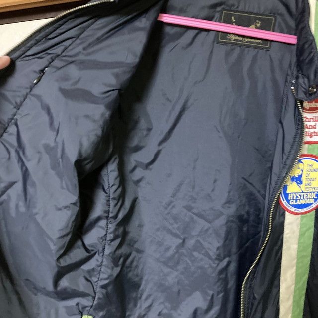 ヒステリックグラマー ナイロンライダースジャケット ワッペン 黒