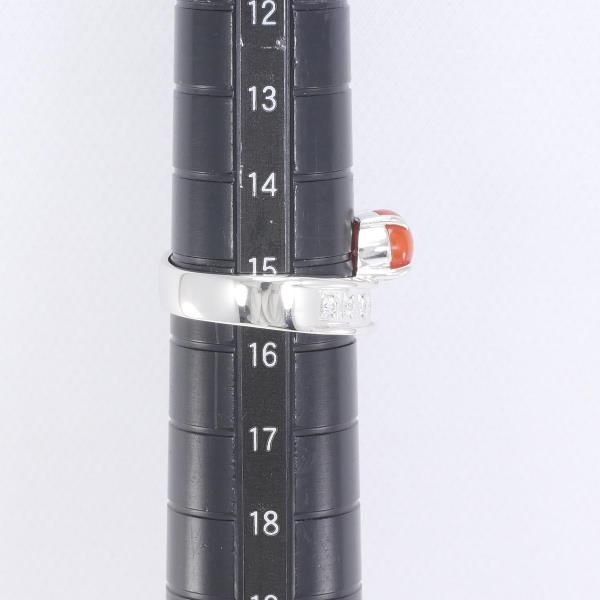 PT900 リング 指輪 15号 サンゴ ダイヤ 0.16 総重量約8.3g - ワンダー
