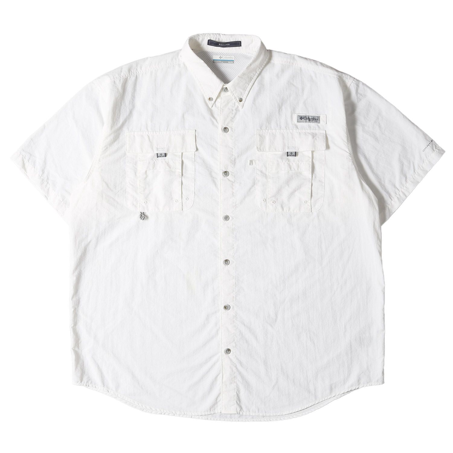 Columbia コロンビア シャツ サイズ:XL PFG ナイロン 半袖 シャツ バハマ フィッシングシャツ FM7047 ホワイト 白 トップス カジュアルシャツ アウトドア ブランド