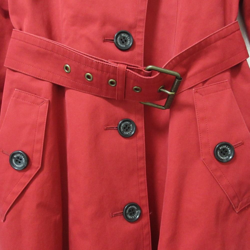 ブルーレーベルクレストブリッジ トレンチコート レッド ライナー付 ベルト 38 ブルーレーベルクレストブリッジ トレンチコート レッド