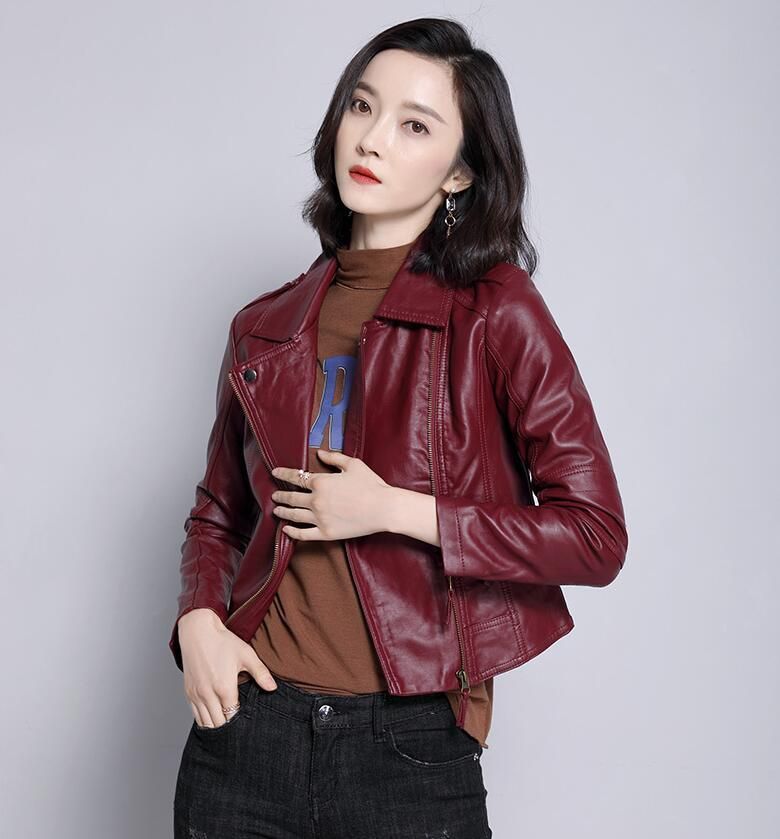 レザージャケット ジャケット ライダースジャケット レディース 秋 秋服 革ジャン 合皮 フェイクレザー ジャンパー トップス アウター 黒 ピンク ワイン シングル ikLu879
