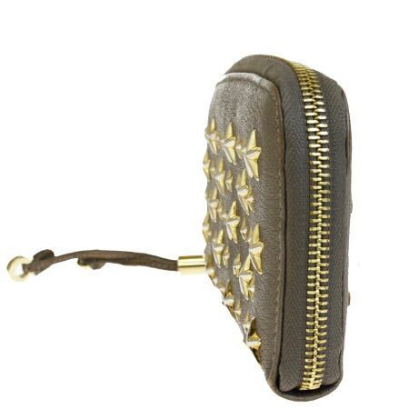 星 スタッズ　ジミーチュウ　ラインストーン レザー　ファスナー 長財布　ゴールド ジミーチュウ JIMMY CHOO ラウンドファスナー 長財布 星型 スタッズ