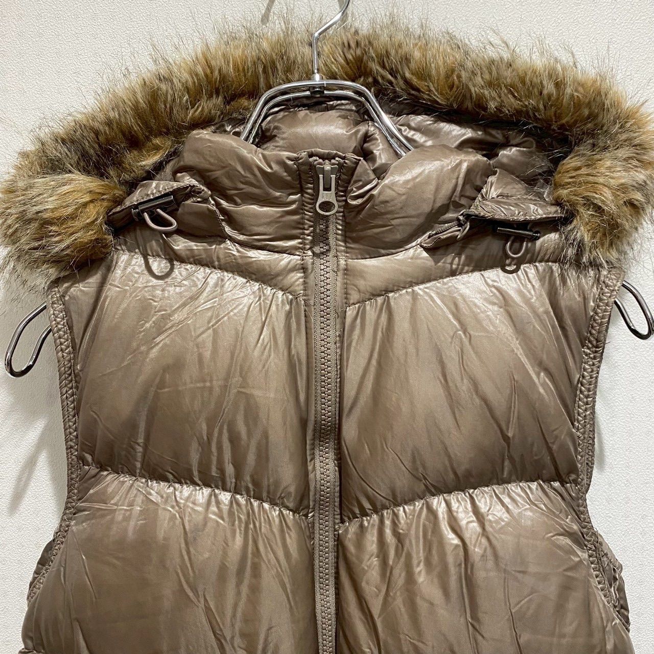 ブラウン ダウンベスト フェイクファー付き ミンクエコファー ダウン