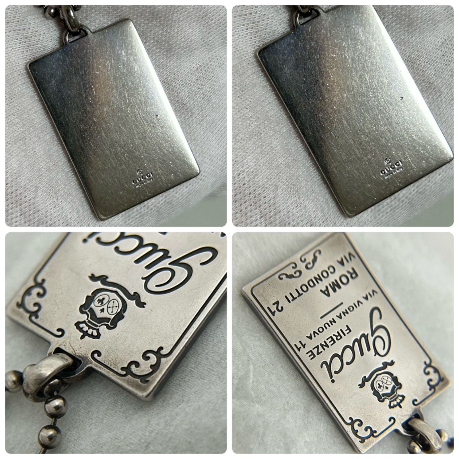 希少‼️GUCCI firenzeプレートネックレス グッチ 希少 FIRENZE プレート ロング ボール Chain ネックレス AG925
