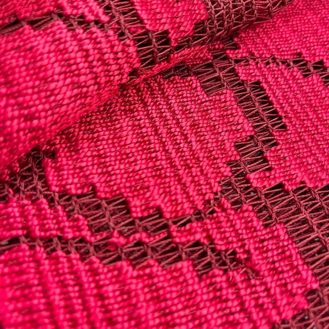 夏帯 名古屋帯 羅 赤い花柄模様 海老色 O-3780 - メルカリ 