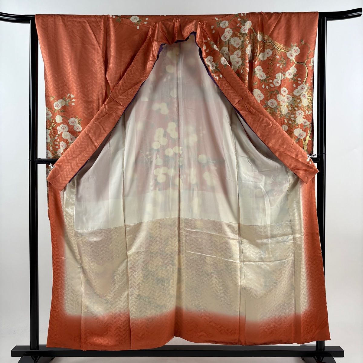 振袖 身丈156cm 裄丈63.5cm S 袷 吾妻徳穂 落款 枝桜 霞 金糸