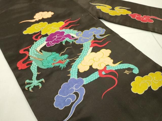 平和屋着物○アンティーク 大正ロマン 総刺繍 九寸名古屋帯 花鼓文