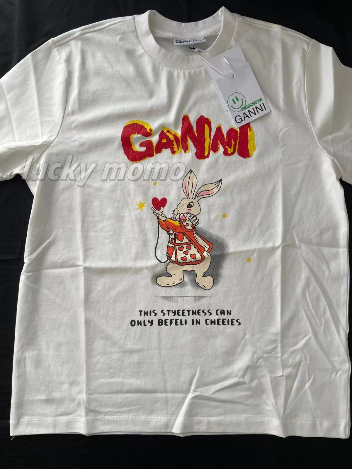 ☆大人気☆新品 Ganni ガニー レディース うさぎ模様 Tシャツ