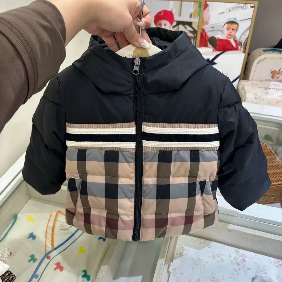 新 DAKS ニット MIX ショート ダックダウン アウター 100