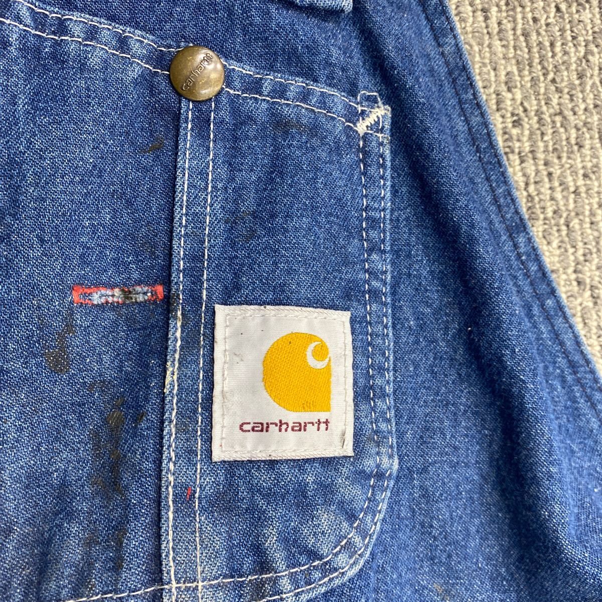 Carhartt デニム オーバーオール W38 ネイビー カーハート メキシコ製