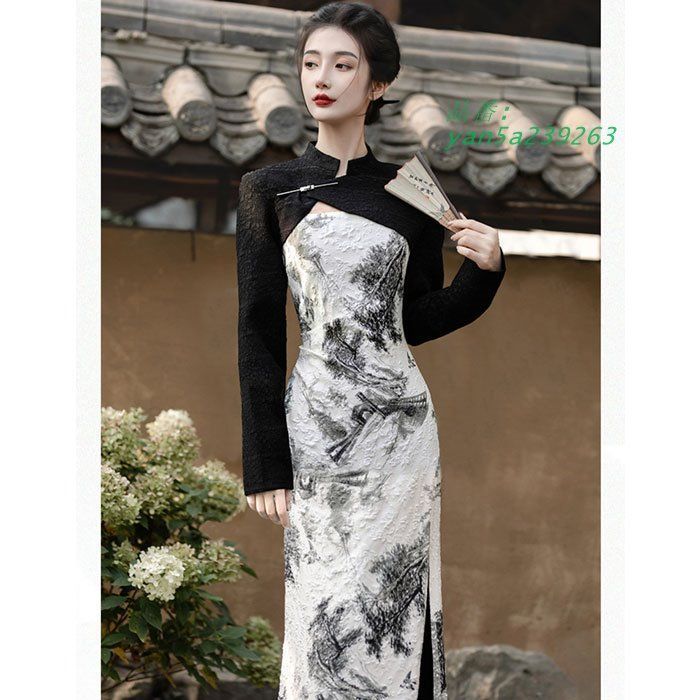 重ね着刺繍長袖