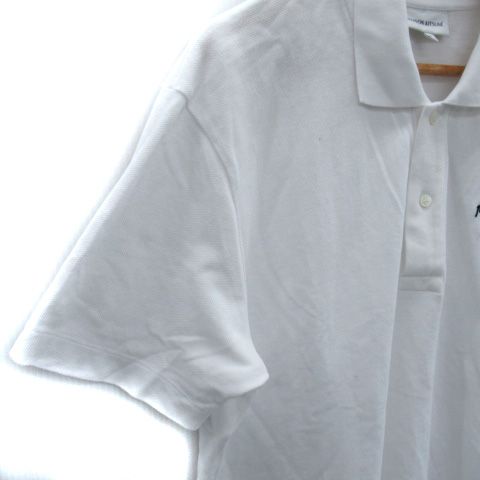 メゾンキツネ　メンズ半袖ポロシャツ　ホワイト　ロゴ刺繍　大きいサイズ　XL メゾンキツネ メンズ半袖ポロシャツ ホワイト ロゴ刺繍 大きいサイズ XL