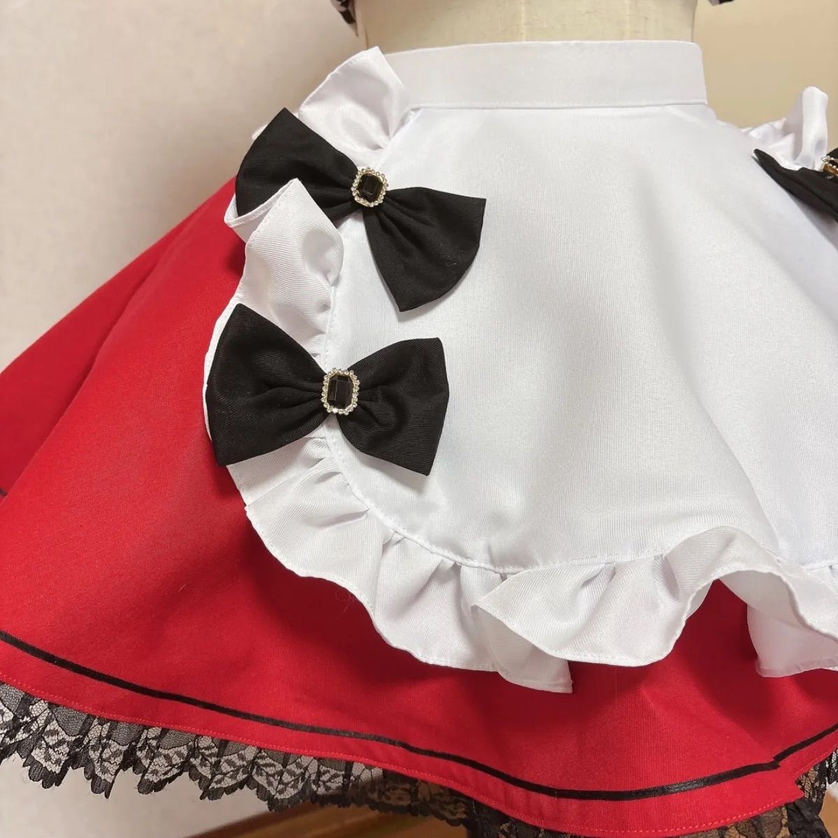  アイドル衣装 コンカフェ衣装 赤 黒 ダイナー風 セットアップ ファッション