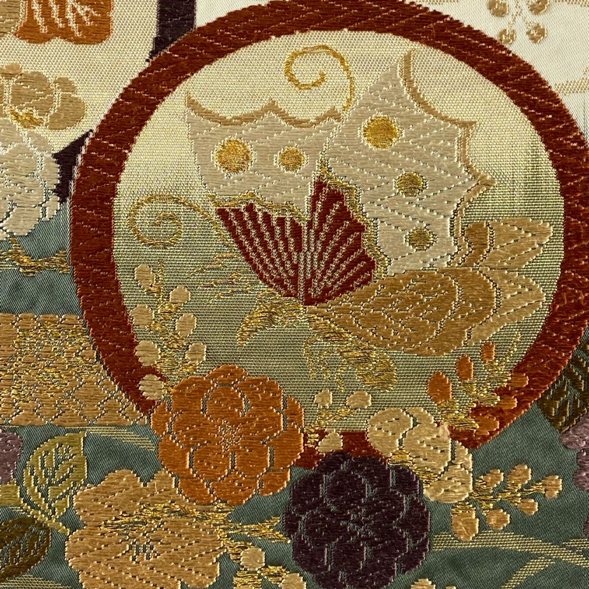 袋帯 秀品 蝶 草花 唐織 箔 ベージュ 六通 正絹 【中古】 - メルカリ