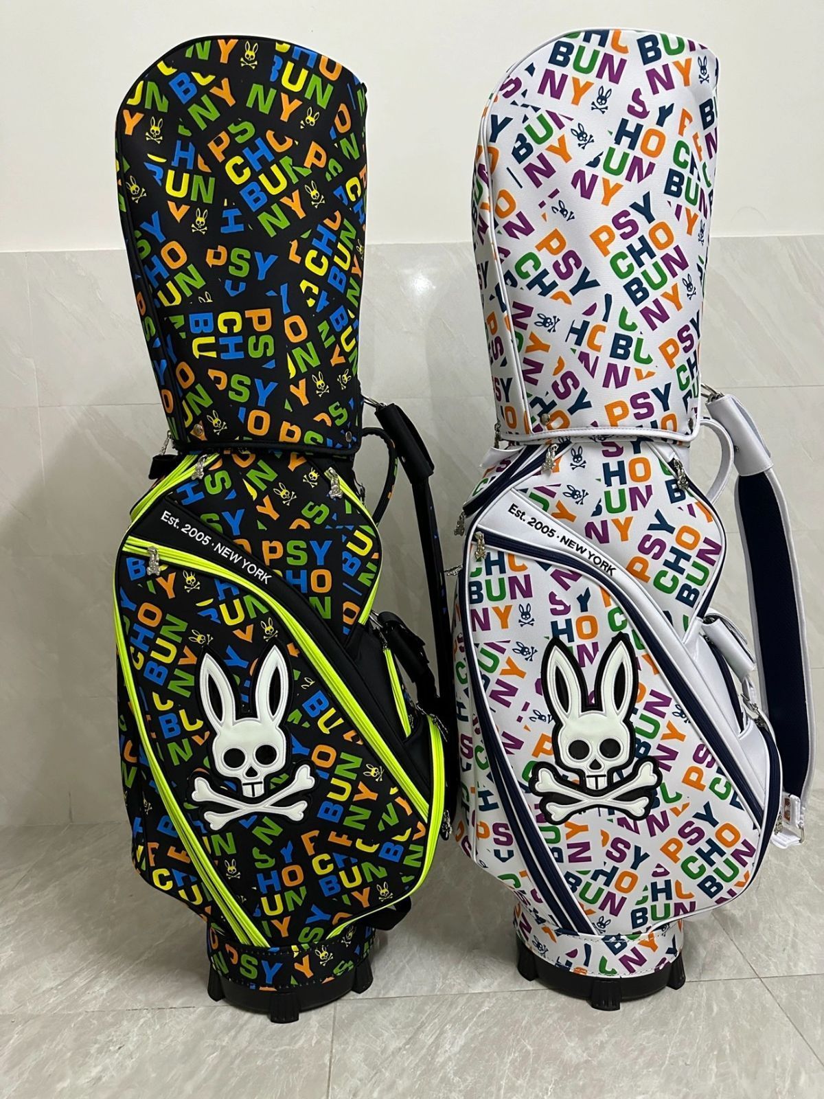 サイコバニー Psycho Bunny メンズ レディース グリーン ホワイト キャディバッグ