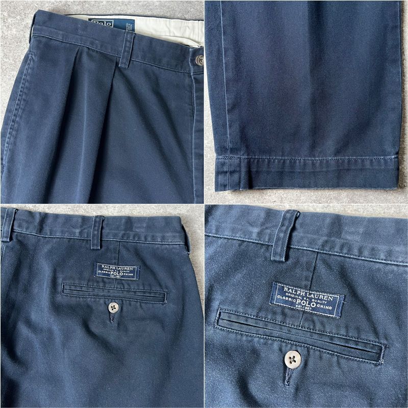 90s POLO RALPH LAUREN 2タック コットン チノ パンツ 36 29 / 90年代