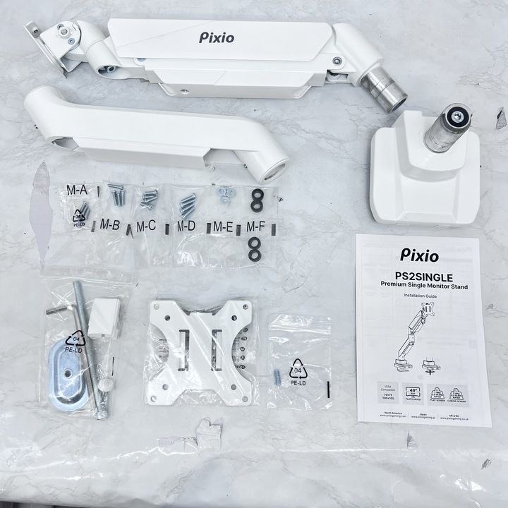 美品】Pixio PS2S White モニターアーム シングル 17-49インチ対応 耐