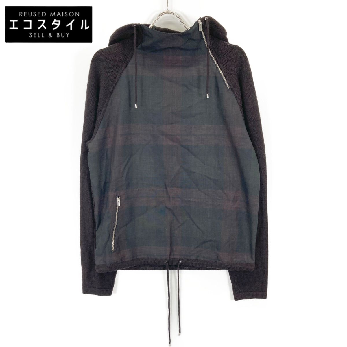 HERMES エルメス ﾌﾞﾗｳﾝ 15年製 ﾆｯﾄ切替 ﾌﾟﾙｵｰﾊﾞｰ ﾊﾟｰｶｰ S - メルカリ 