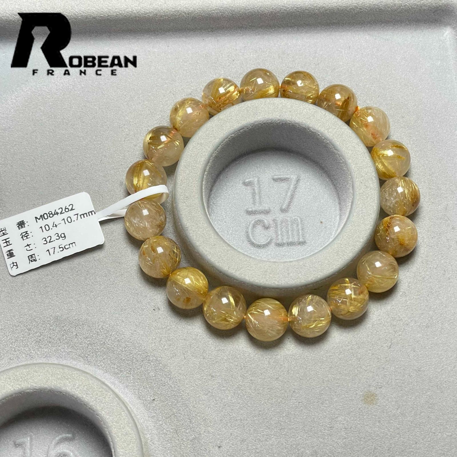  EU製 定価13万円 ROBEAN ! 満針ルチルクォーツ ブレスレット パワーストーン 天然石 金運 お守り プレゼント1 10.4-10.7 mm M 084262 ブレスレット アクセサリー
