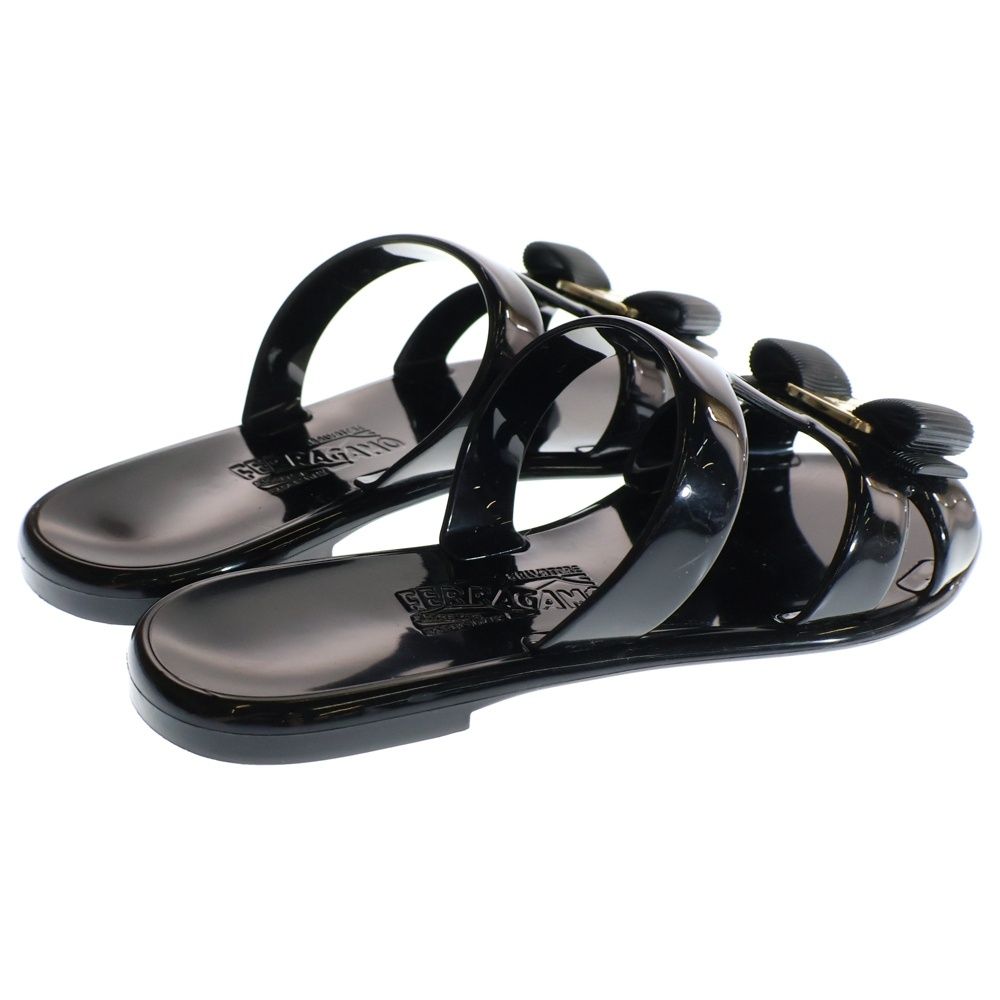 FERRAGAMO ラバーリボンサンダルフラットサンダル Black