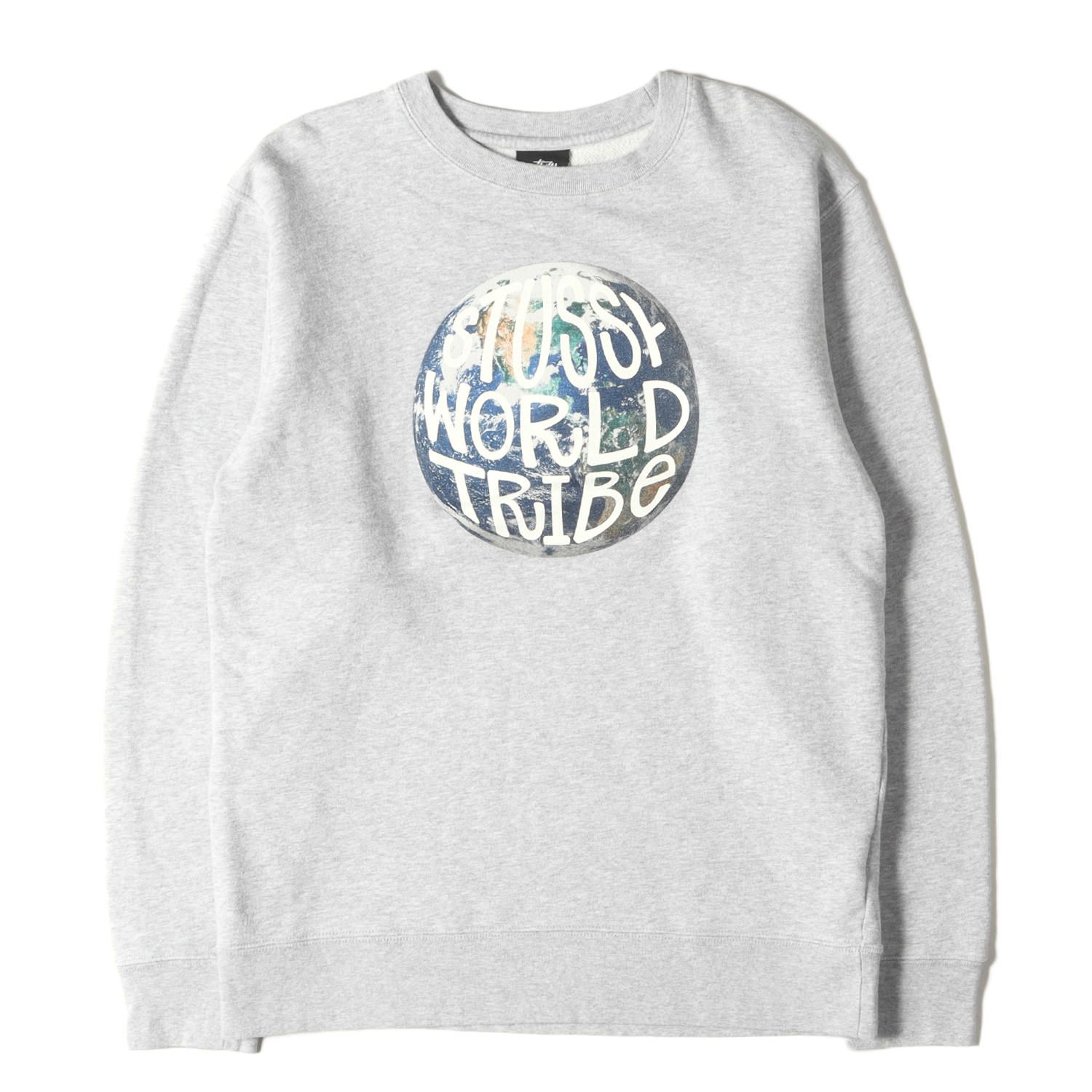 STUSSY ステューシー スウェット サイズ:L 地球 グラフィック クルー 