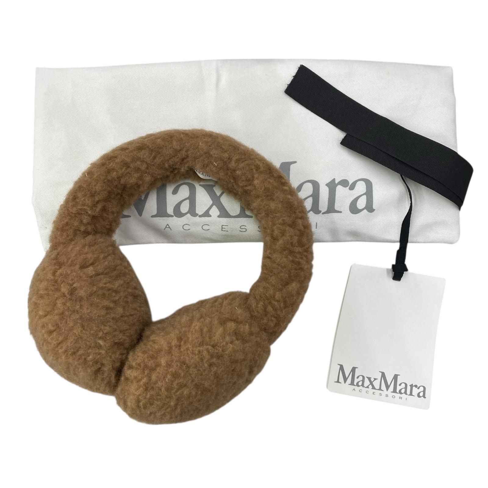 186005 MAX MARA マックスマーラ Muffy テディ イヤーマフ キャメル レーヨン88 シルク12
