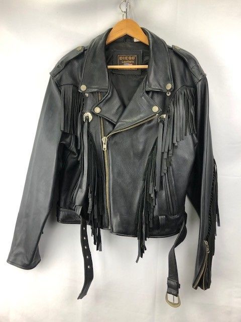 OLD DIEGO Leathers フリンジ ダブルライダース 牛革 サイズ38