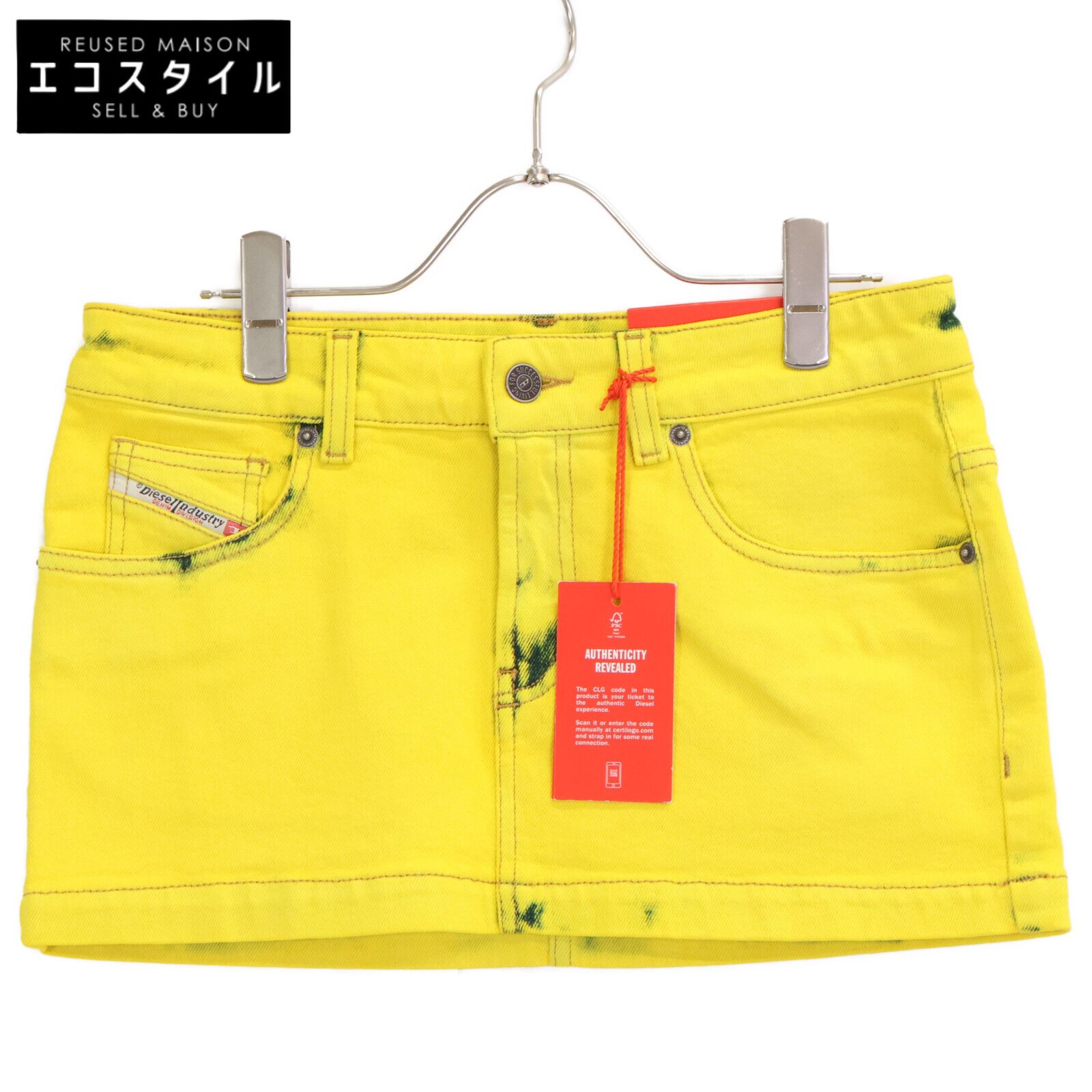 DIESEL ディーゼル A04935 DE-RON ｲｴﾛｰ ﾑﾗ染め加工 ﾃﾞﾆﾑ ﾐﾆｽｶｰﾄ 25