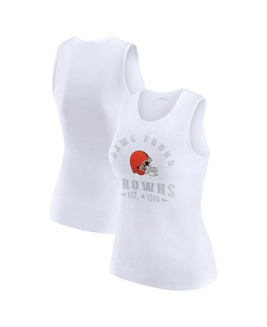 送料無料 ウェア バイ エリン アンドルーズ レディース タンクトップ トップス Women s White Cleveland Browns Ribbed Graphic Tank Top White