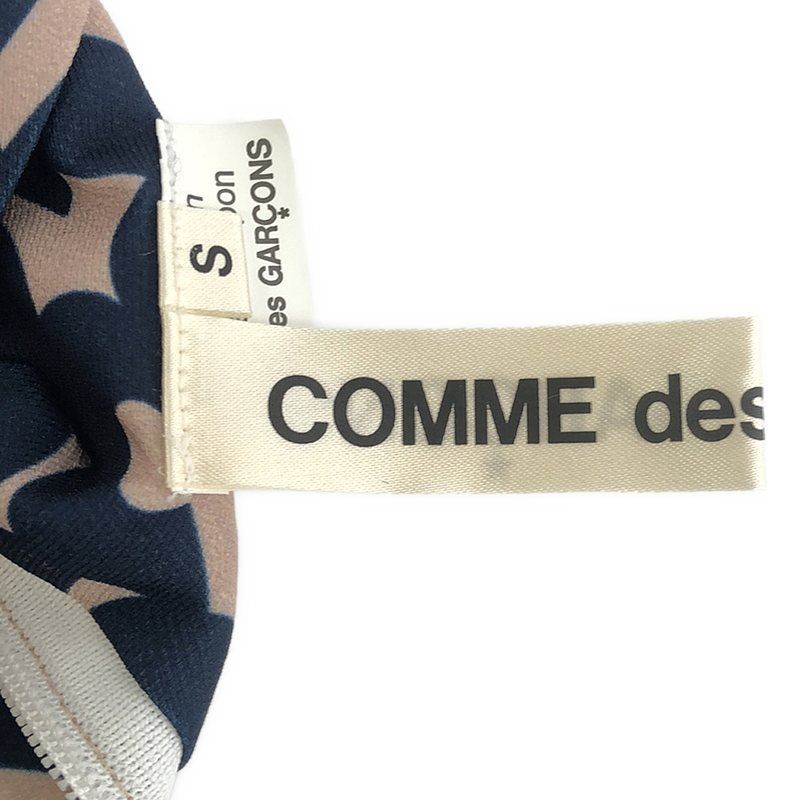 COMME des GARCONS / コムデギャルソン | 2019SS | ポリエステル 総柄 変形 立体 バックジップ ロングワンピース | S | ネイビー/ベージュ | レディース