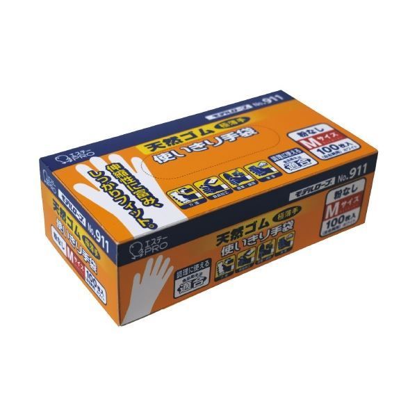 〔まとめ〕 エステー 天然ゴム 使い切り手袋 M ホワイト 100枚 1箱 〔×10セット〕 使い捨て手袋