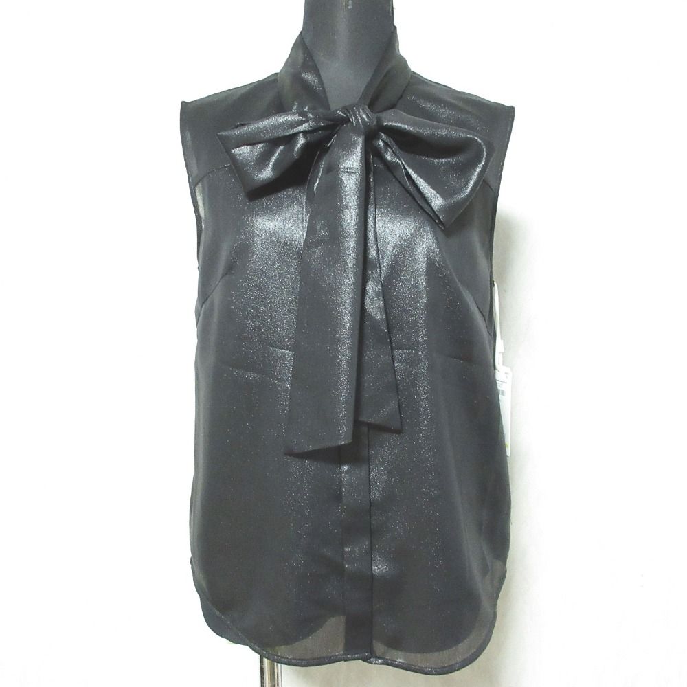 未使用 24AW GRACE CONTINENTAL グレースコンチネンタル チンツボウタイノースリーブブラウス 0124341013 36 ブラック レディース 古着 中古 trim_ofgrc_item64345b74270711e