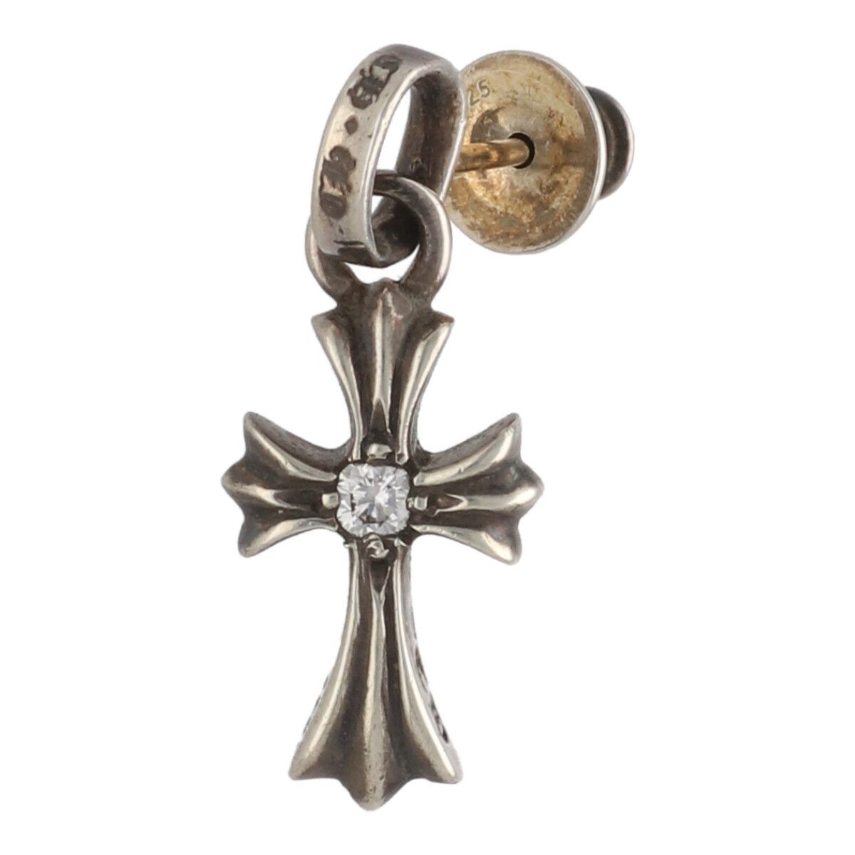 CHROME HEARTS クロムハーツ ベイビーファットクロスピアス SV925 シルバー 両面ダイヤモンド 1PD イヤリング アクセサリー ベビー 24035719 RS