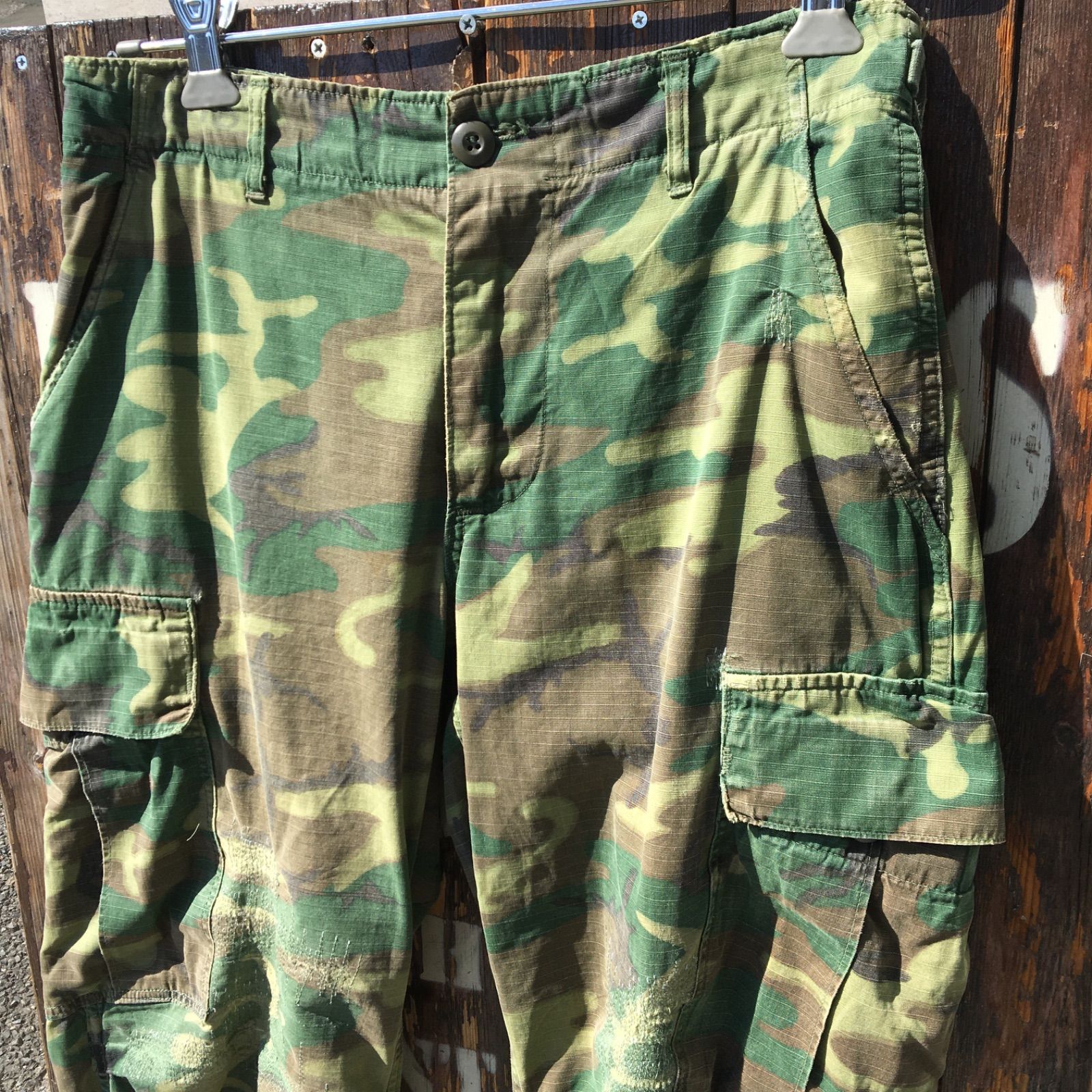 60's Vintage【US ARMY】ERDL ジャングルファティーグ ミリタリーカーゴパンツ グリーンリーフ ＮＡＭ戦リーフ◆Size：US-S-S