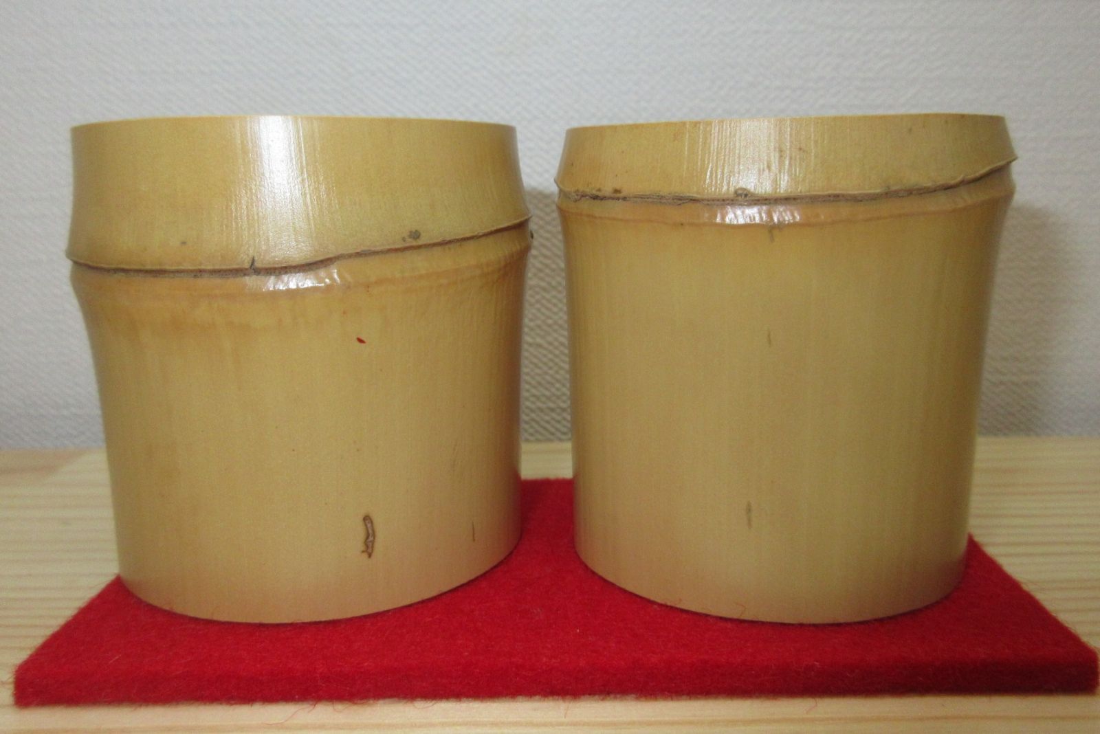 逢絢亭】茶道具 竹蓋置 一双 藤井誡堂書付 西川楳玄作