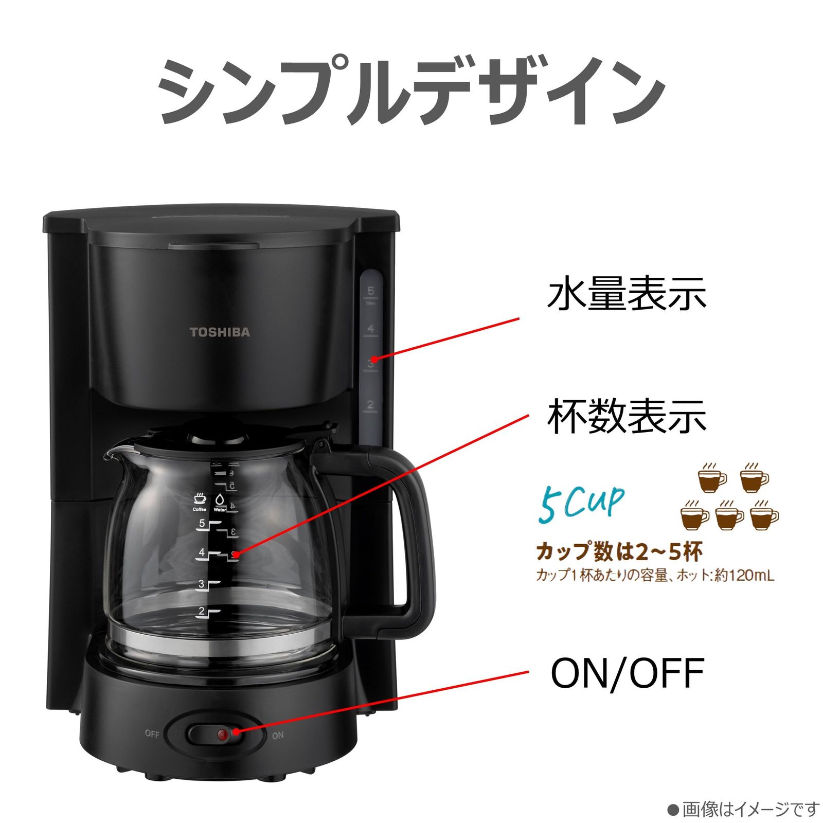 TOSHIBA 東芝 コーヒーメーカー HCD-5B K 紙フィルター不要 シャワードリップタイプ フリターレス ブラック WWW_KANDAIZUMI_COM