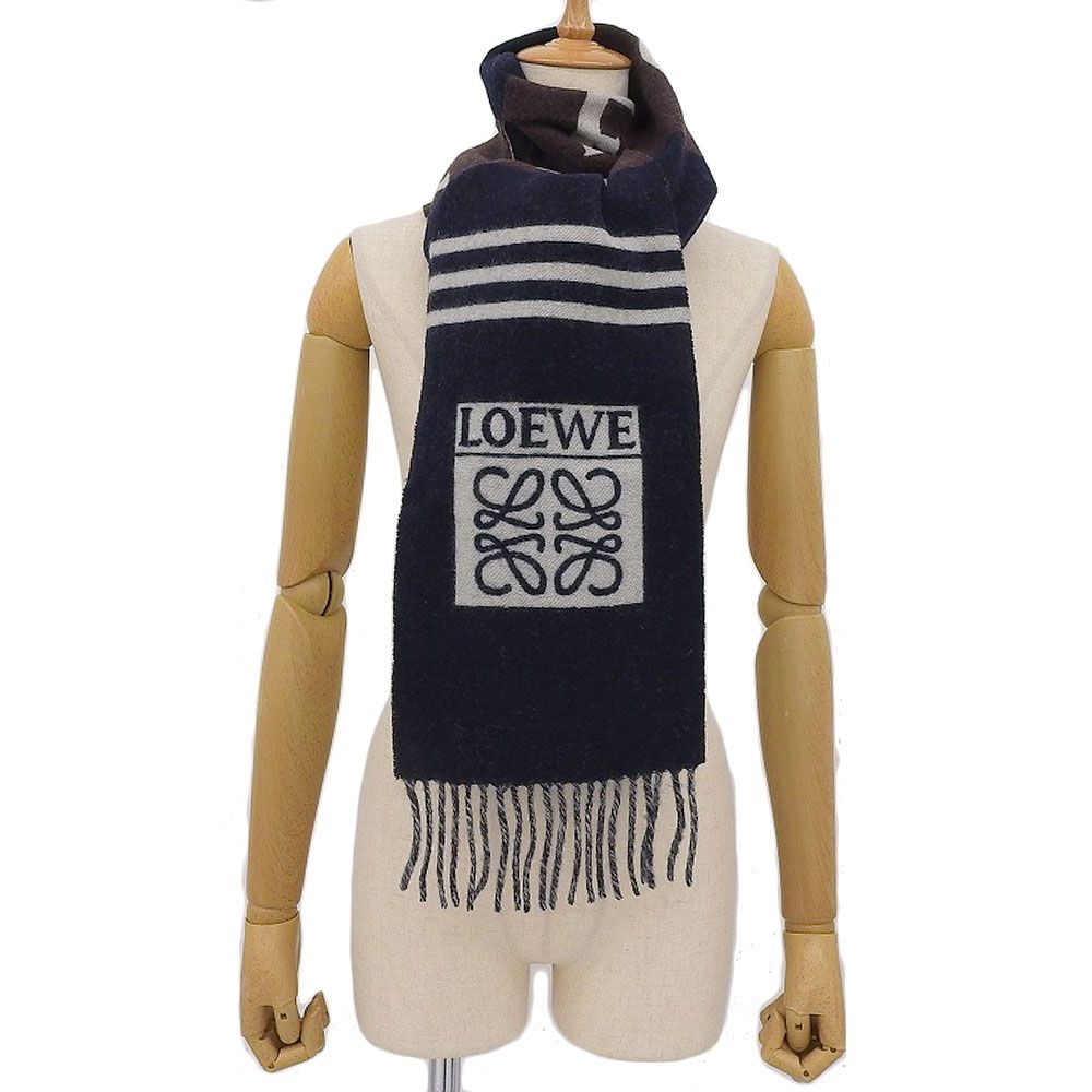 ロエベ アナグラム カシミヤ マフラー ブラウン 美品◎LOEWE ロエベ